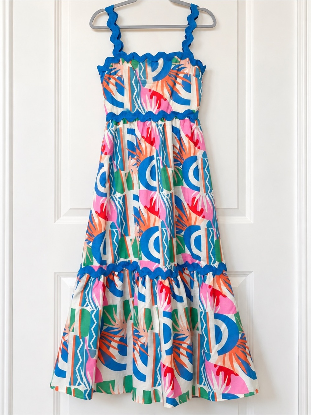 Flying Tomato Bright Abstract Print Sundress - Blue, Pink & Green